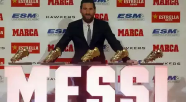 Lionel Messi Receives 5th Golden Shoe Award For Europe